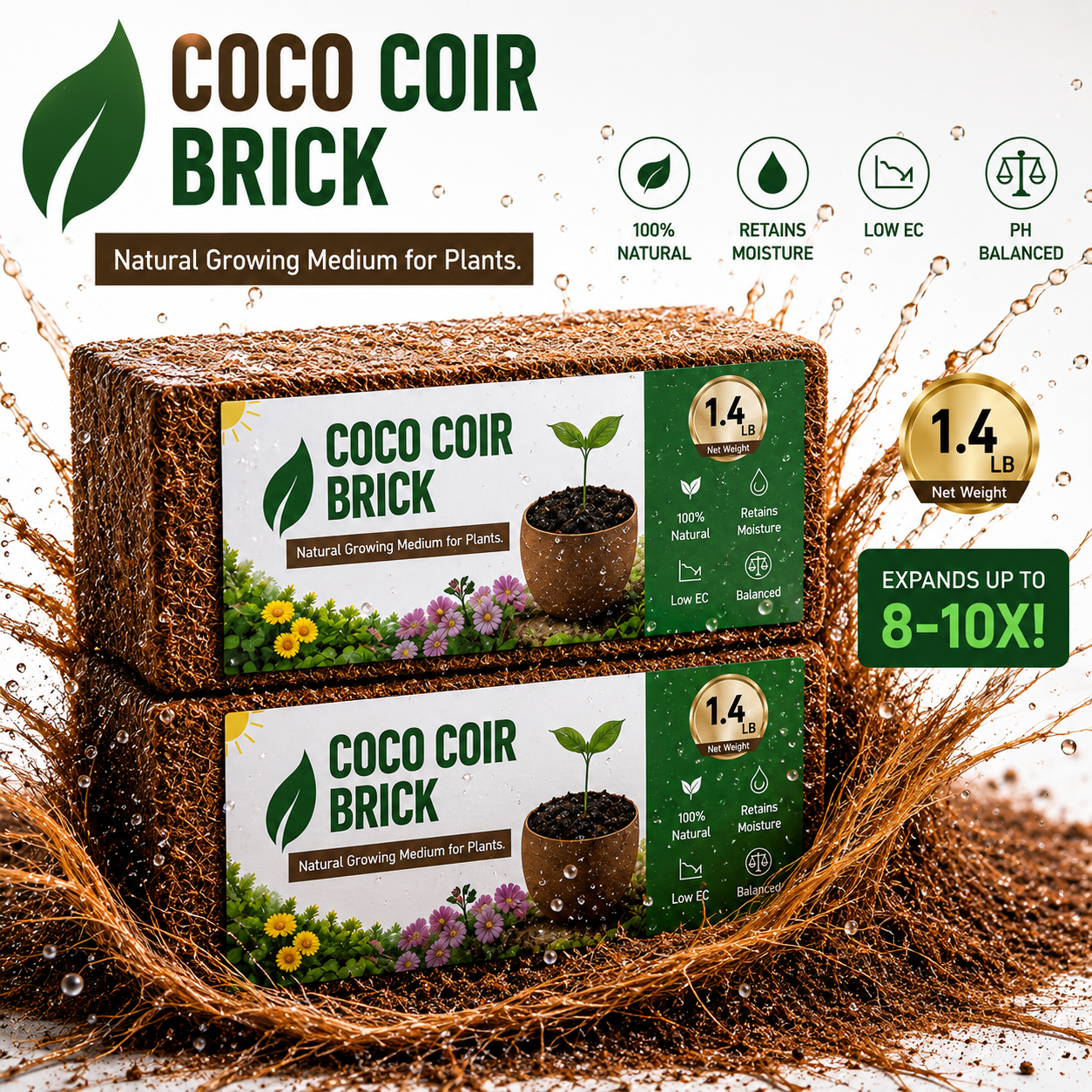 Premium Coco Coir Bricks for Plants